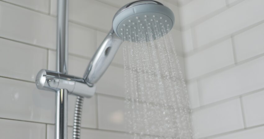 Close-up of chrome shower