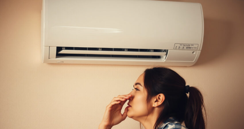 Mini-split air conditioner smells bad.