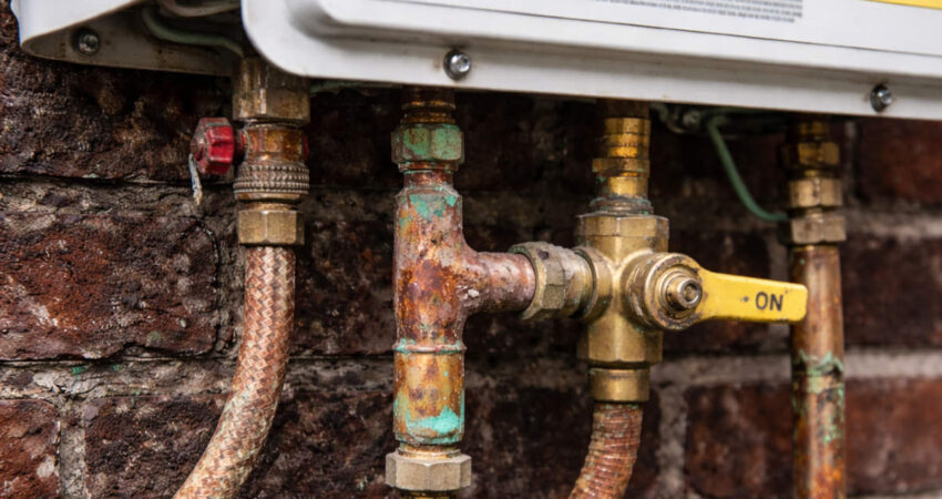 Old, corroded gas plumbing.